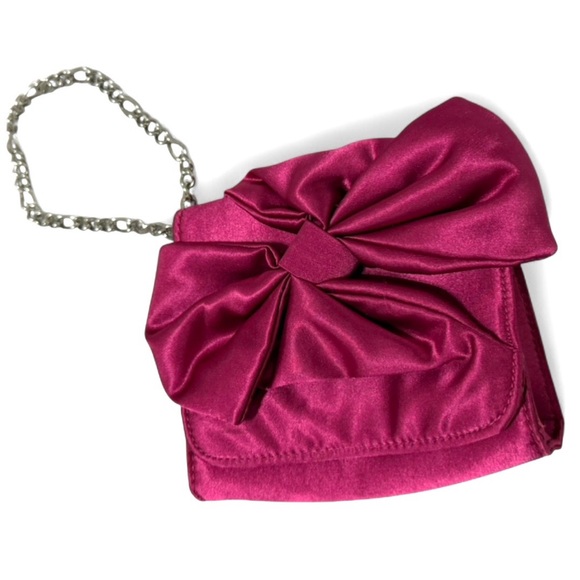 White House Black Market-Hot Pink Satin Bow Chain Wristlet-Barbie Core-Y2K-Glam - Picture 2 of 9